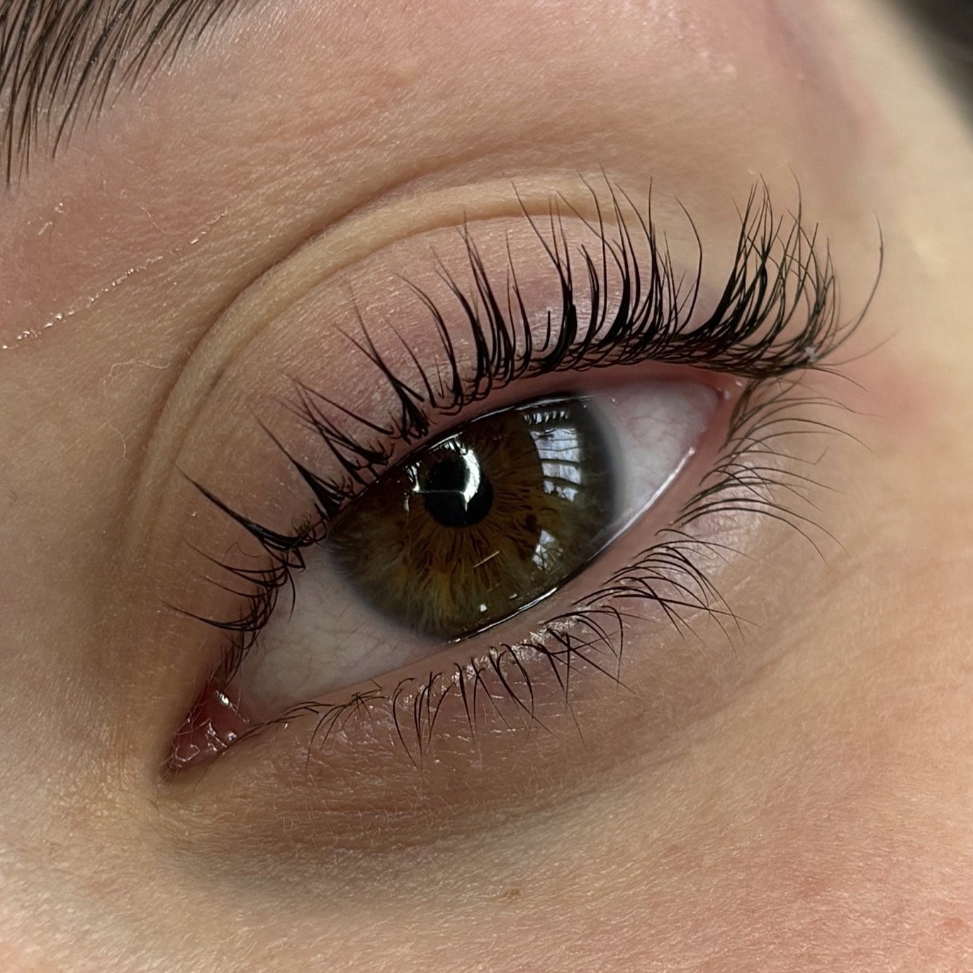 Wimpers na een lash volume lift, van heel dichtbij